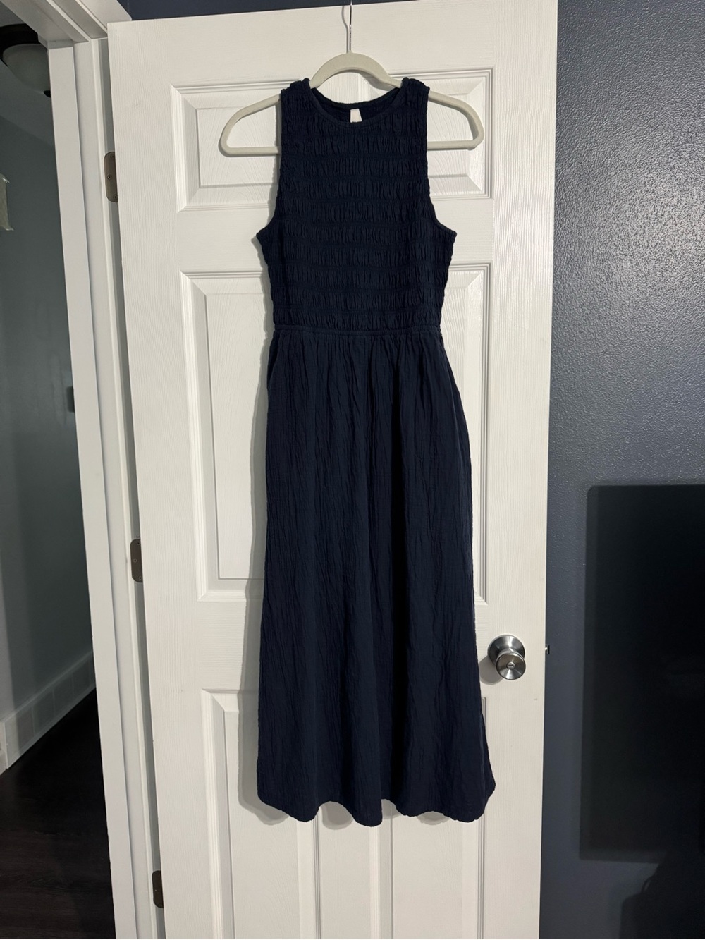 Pact Navy Sleeveless Maxi Dress with Smocked Bodice